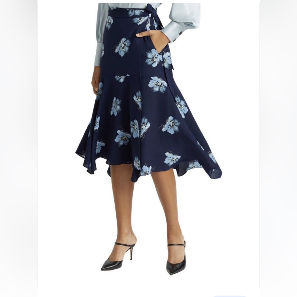 Club Monaco Floral Wrap Midi Skirt
